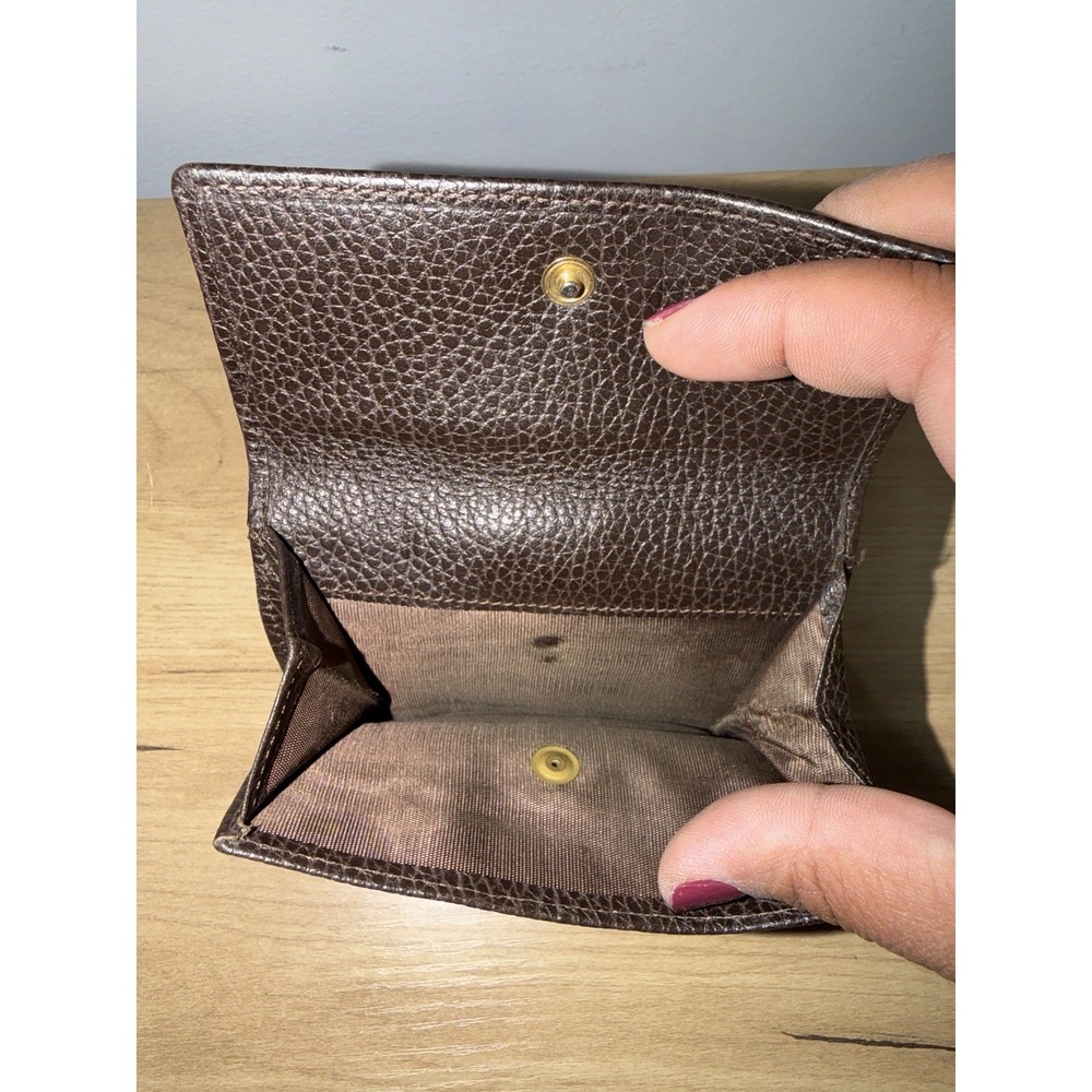 Desmo Brown Leather Slim Billfold Wallet Italy Braided Snap Close T - Picture 3 of 5
